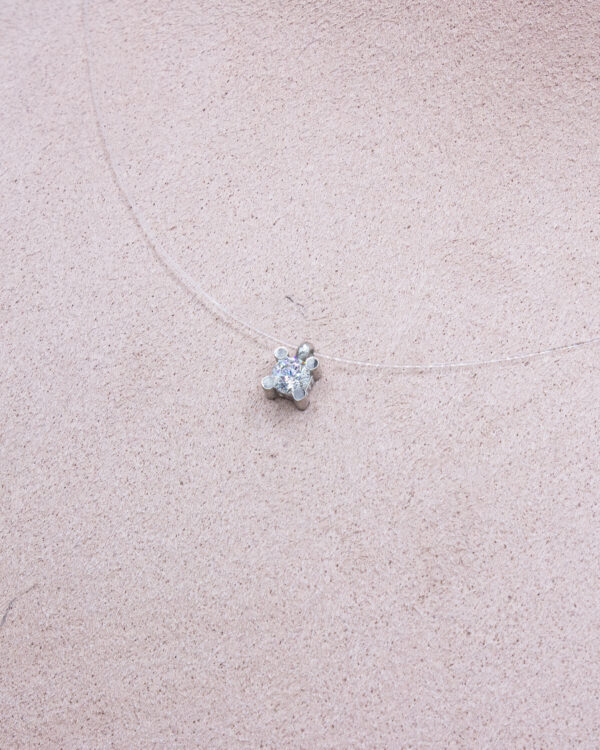 Crystal Square – Turkish 925 Silver Necklace on Invisible Nylon Thread