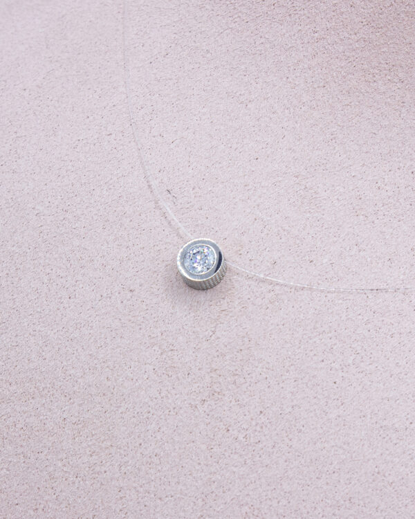 Floating Round Crystal – Turkish 925 Silver Necklace with Nylon Thread
