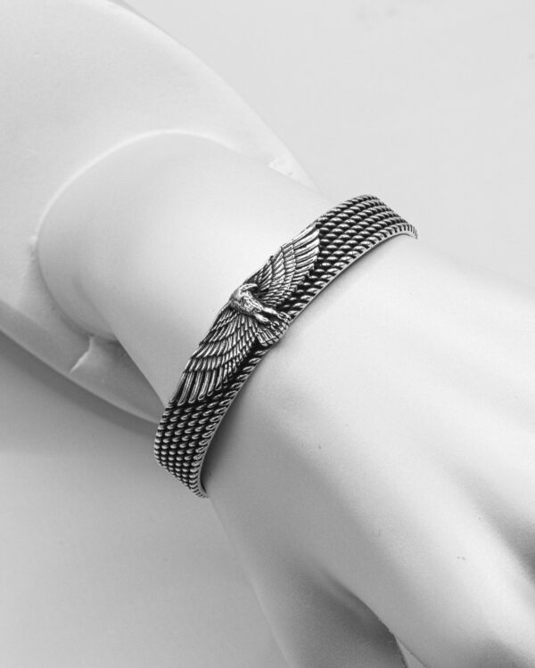 Eagle Emblem Woven Band – Turkish 925 Silver Bracelet