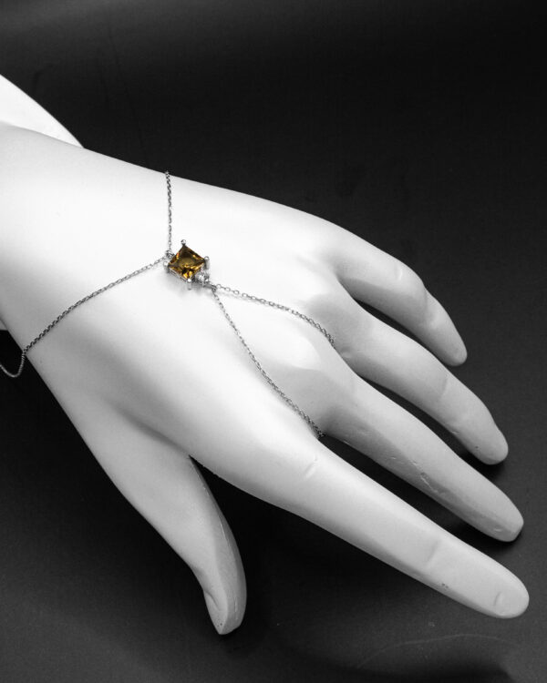 Golden Crystal Turkish 925 Silver Hand Chain Bracelet