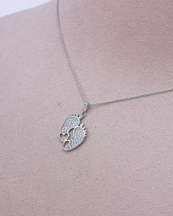 Footstep-Shaped Turkish 925 Silver Necklace – Symbol of Journey & Growth
