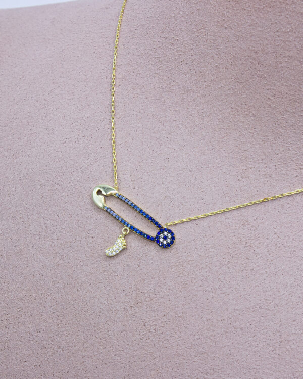 Pin Pendant – Turkish 925 Silver Necklace with Crystal