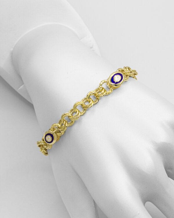 Enamel Medallion Turkish 925 Silver Bracelet