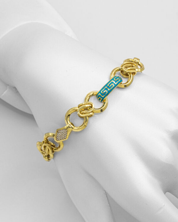 Byzantine Chain & Enamel Turkish 925 Silver Bracelet