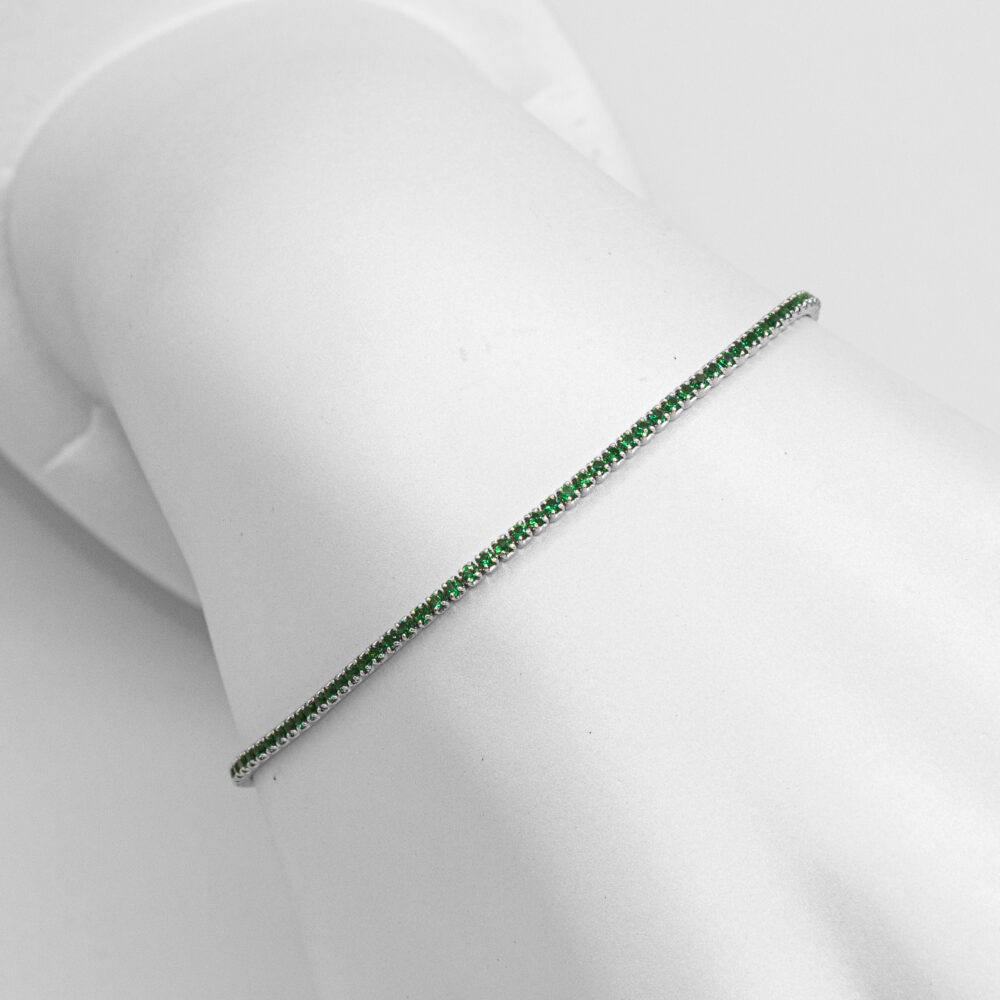 Emerald Elegance Turkish 925 Silver Tennis Bracelet