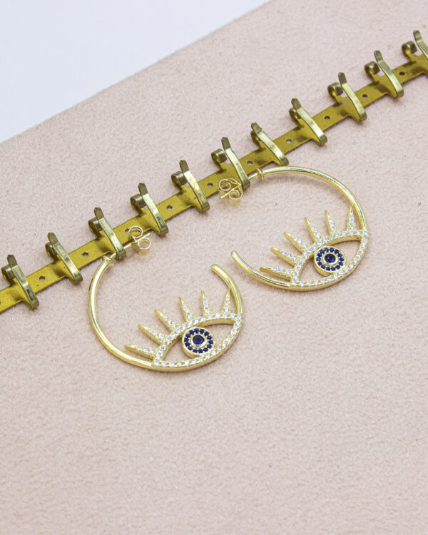Evil Eye Radiance Hoops – Turkish 925 Silver Earrings