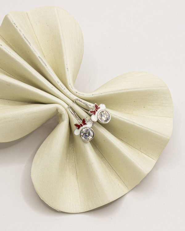 Minnie Bow Sparkle Drops – Turkish 925 Silver Kids' Earrings