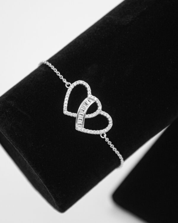 Interlocking Hearts Charm – Turkish 925 Silver Bracelet