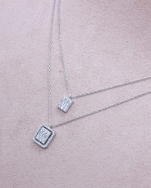 Multi-Layered Baguette Turkish 925 Silver Necklace