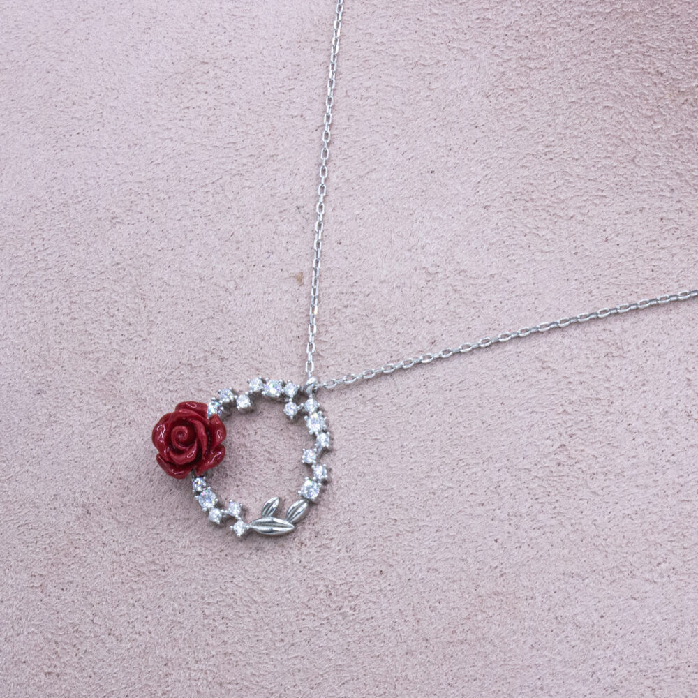 Rose & Crystal Turkish 925 Silver Necklace