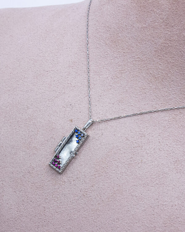 Artisan Turkish 925 Silver Necklace with Colorful Crystal Accents - Image 2