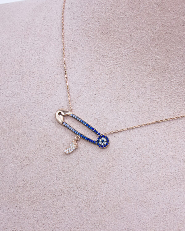 Pin Pendant – Turkish 925 Silver Necklace with Crystal - Image 2