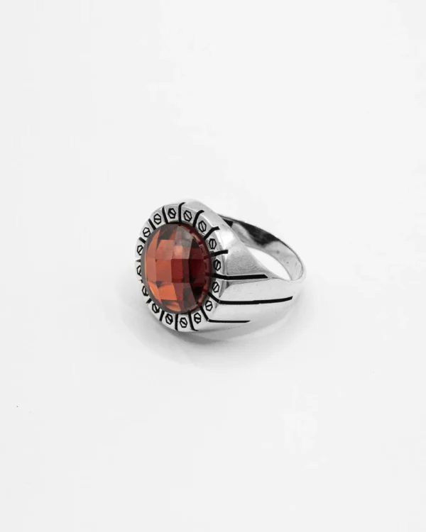 Crimson Majesty Turkish 925 Silver Men's Ring - Image 2