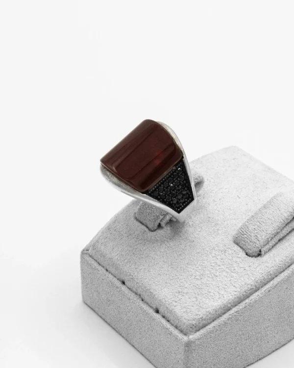 Terracotta Inlay Turkish 925 Silver Men's Ring