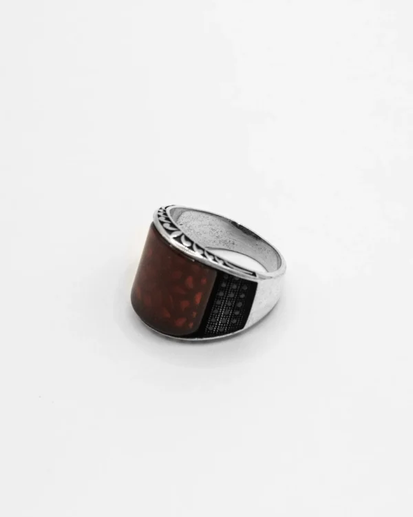 Terracotta Inlay Turkish 925 Silver Men's Ring - Image 2