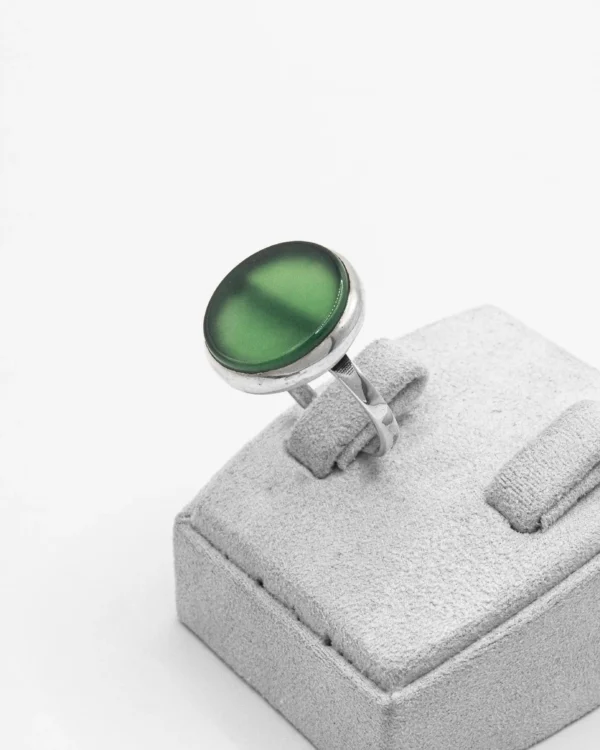 Minimalist Obsidian Turkish 925 Silver Men's Ring - Image 2