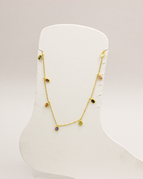 Rainbow Sparkle – Turkish 925 Silver Anklet - Image 3