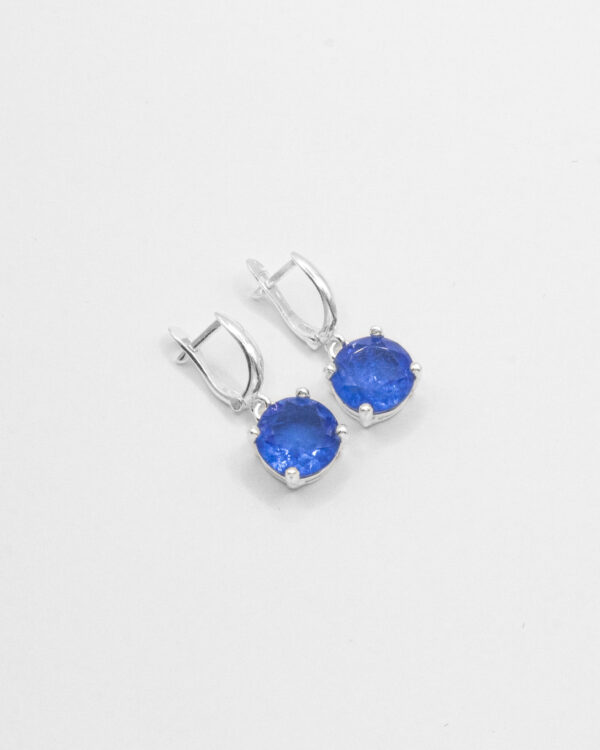 Midnight Glow Drop – Turkish 925 Silver Earrings with Deep Blue Crystal