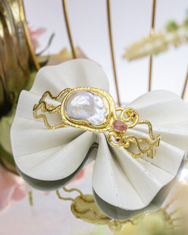 Baroque Wave Cuff – Turkish 925 Silver Bracelet