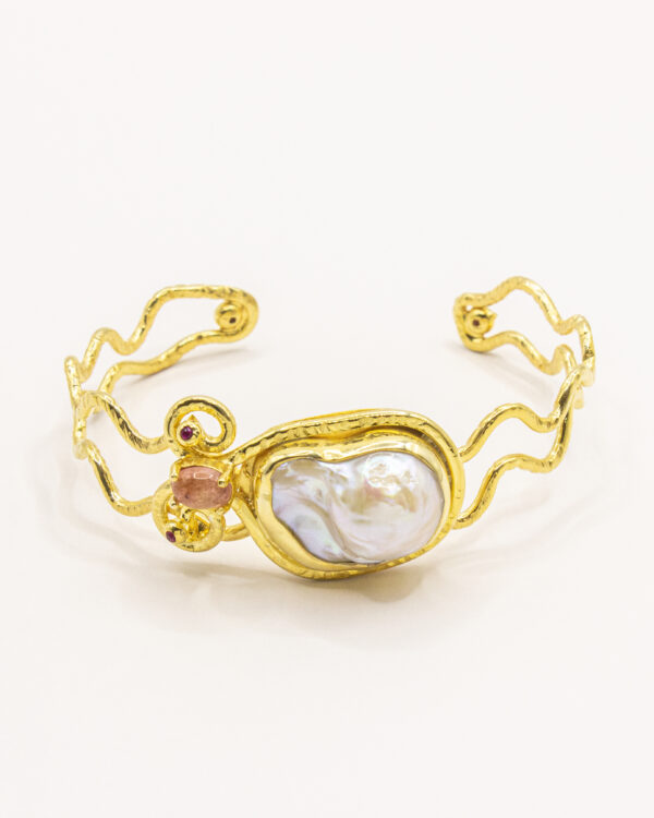 Baroque Wave Cuff – Turkish 925 Silver Bracelet - Image 2