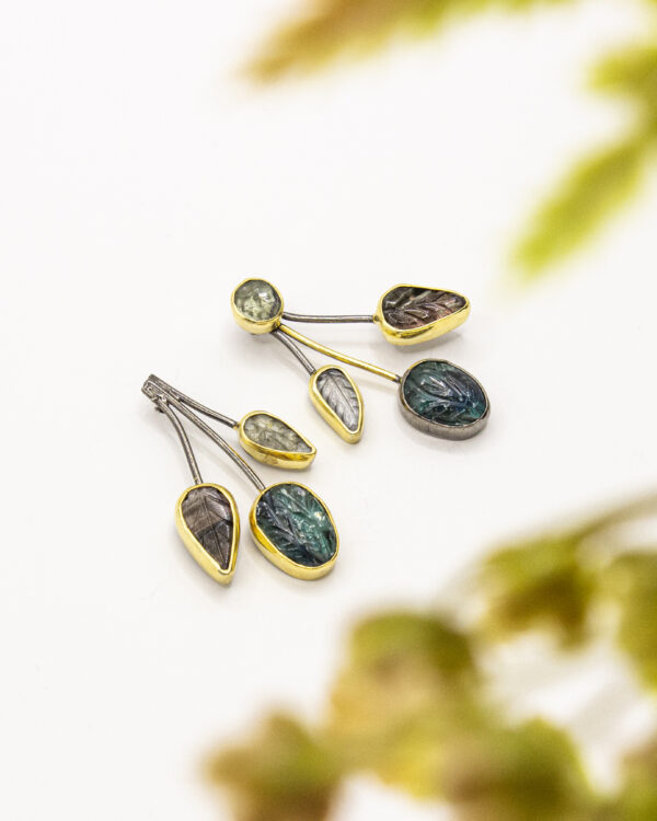 Verdant Canopy Dangles – Turkish 925 Silver Earrings with Precious Stones