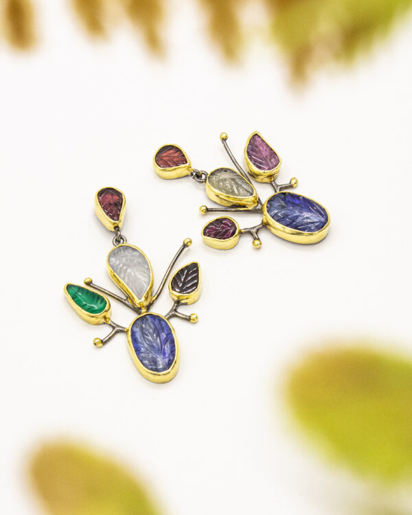 Verdant Canopy Drops – Turkish 925 Silver Earrings with Natural Stones