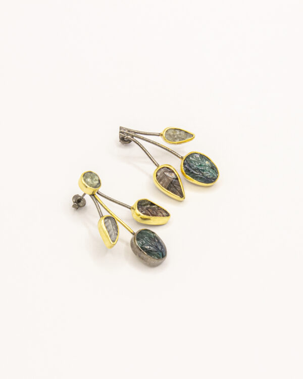 Verdant Canopy Dangles – Turkish 925 Silver Earrings with Precious Stones - Image 2