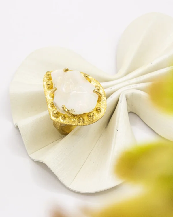 Raw Moonstone Radiance Turkish 925 Silver Ring