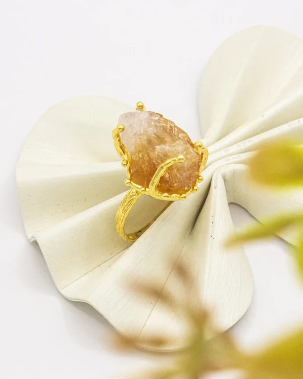 Sun-Kissed Raw Citrine Turkish 925 Silver Ring