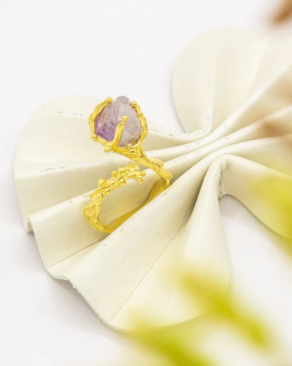 Raw Amethyst Serenity Turkish 925 Silver Adjustable Ring