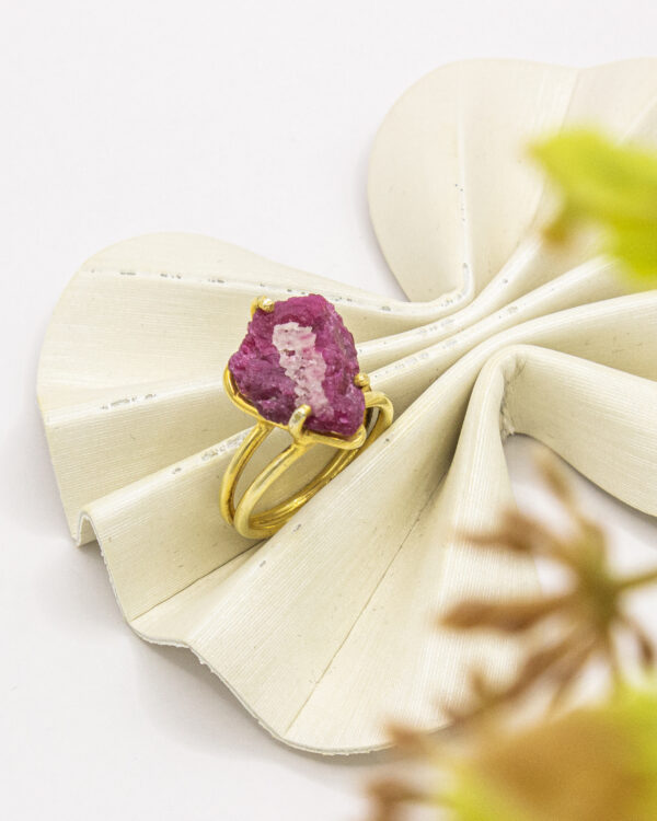 Raw Rubellite Tourmaline Elegance – Turkish 925 Silver Ring