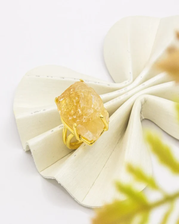 Raw Citrine Radiance – Turkish 925 Silver Ring