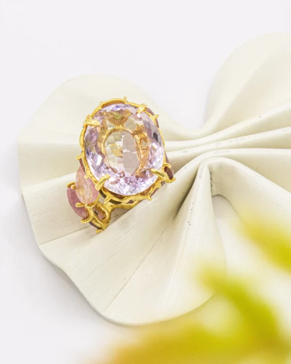 Blush & Radiance Turkish 925 Silver Ring with Rose de France Amethyst and Pink Tourmaline