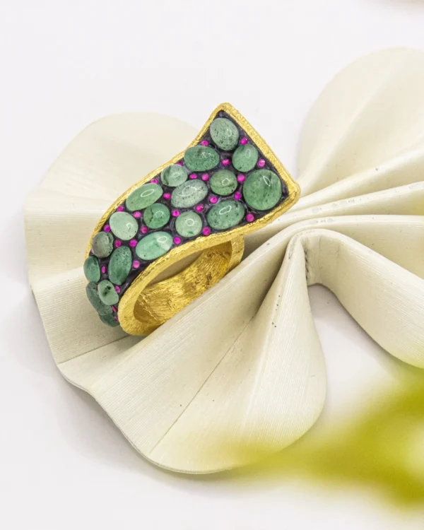 Emerald & Ruby Mosaic – Turkish 925 Silver Statement Ring