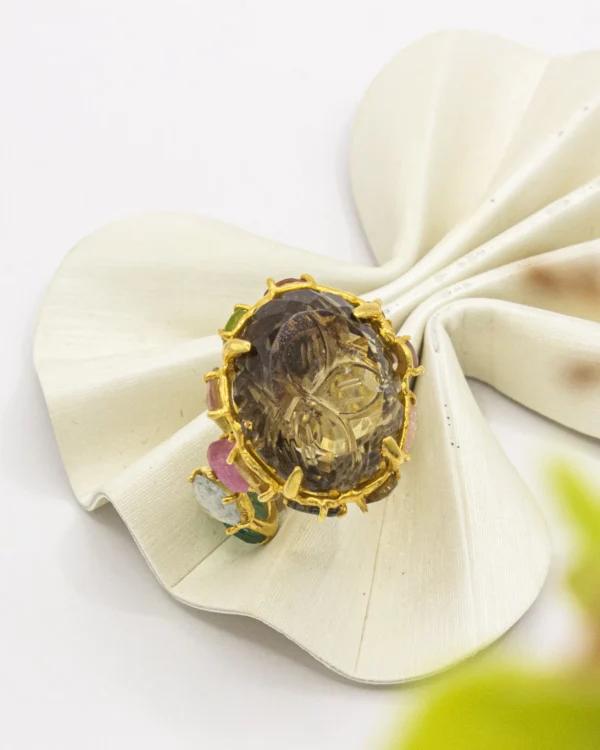 Enchanted Grove Halo – Turkish 925 Silver Ring with Rutilated Quartz & Tourmalines