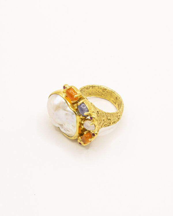 Sculptural Baroque Pearl Ring – Turkish 925 Silver Ring - Image 2