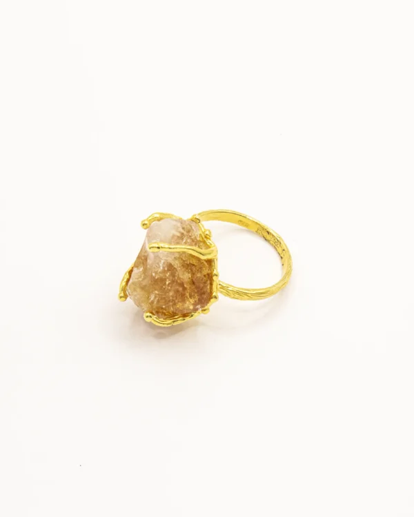 Sun-Kissed Raw Citrine Turkish 925 Silver Ring - Image 2