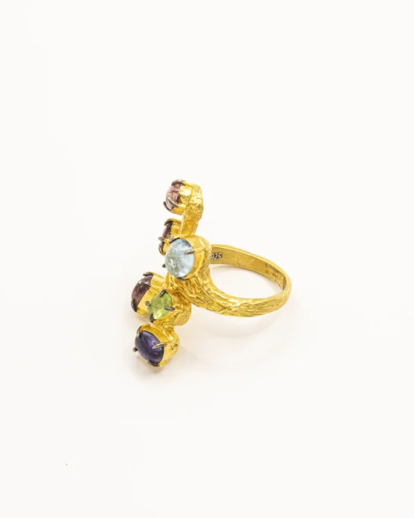 Rainbow Radiance: Turkish 925 Silver Multi-Stone Ring - Image 2