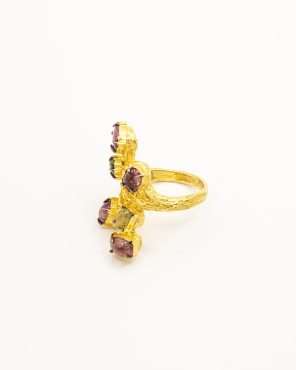 Mystic Orchard Crown – Turkish 925 Silver Ring with Natural Tourmalines - Image 2