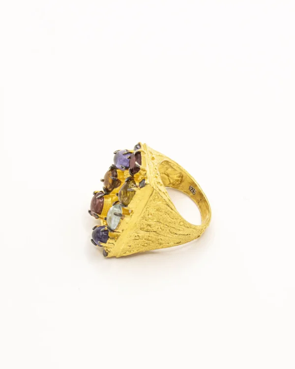 Kaleidoscope Sapphire Open Frame Ring – Turkish 925 Silver - Image 2