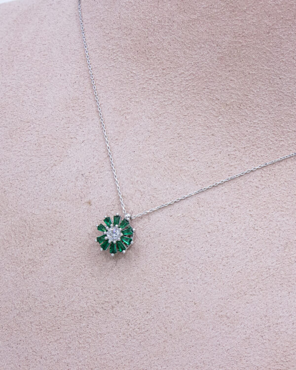 Floral Crystal Turkish 925 Silver Necklace