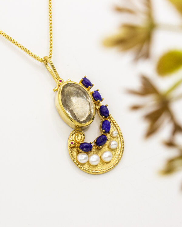 Mystic Hues & Silver Elegance – Turkish 925 Silver Gemstone Pendant