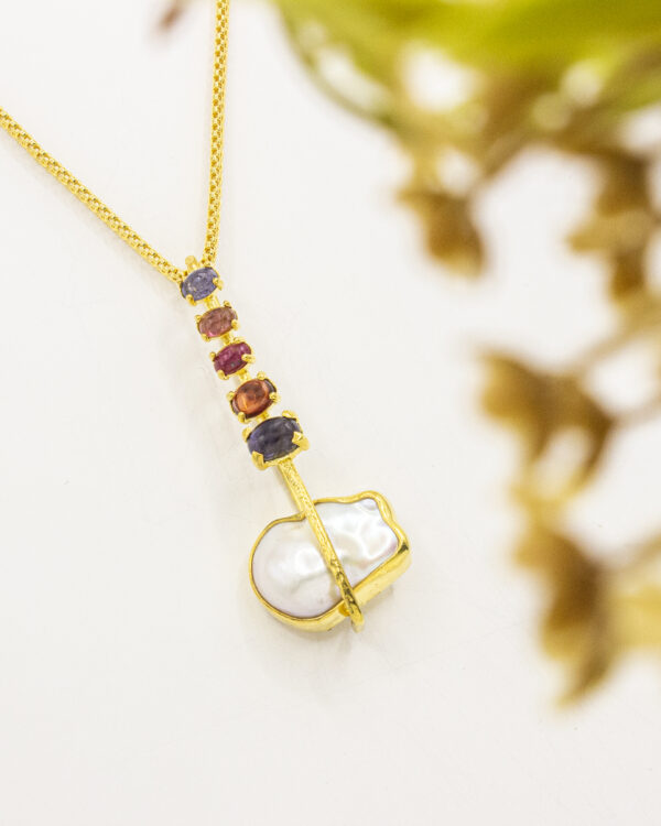 Symphony of Stones Pendant – Turkish 925 Silver with Baroque Pearl & Iolite