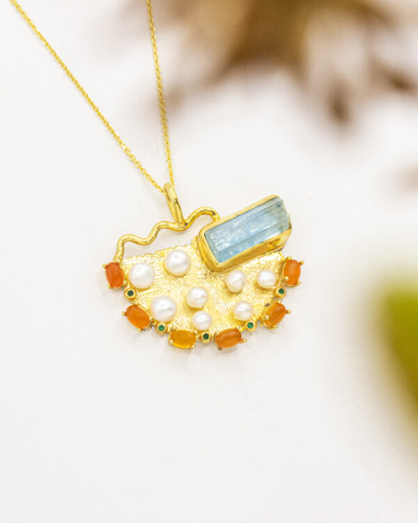 Ocean Breeze & Sunset Glow Turkish 925 Silver Pendant