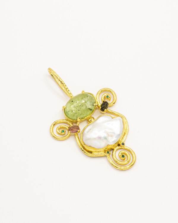 Artisanal Swirl & Stone Turkish 925 Silver Pendant - Image 2