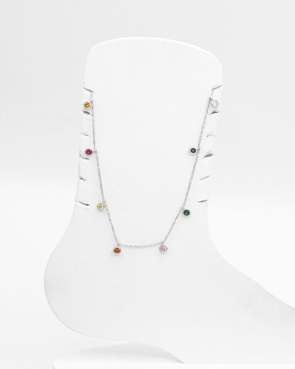 Rainbow Sparkle – Turkish 925 Silver Anklet