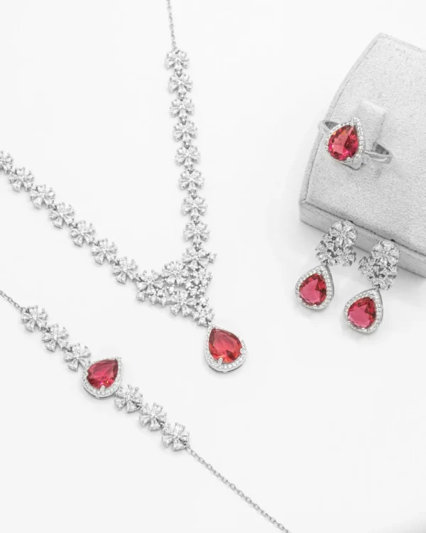 Ruby Bloom – Turkish 925 Silver Full Jewelry Set