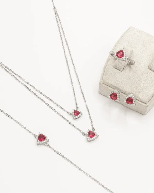 Crimson Sparkle – Turkish 925 Silver Full Jewelry Set