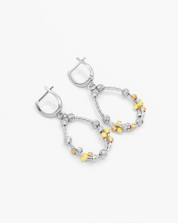 Twisted Textured Hoops with Accents – Turkish 925 Silver Earrings