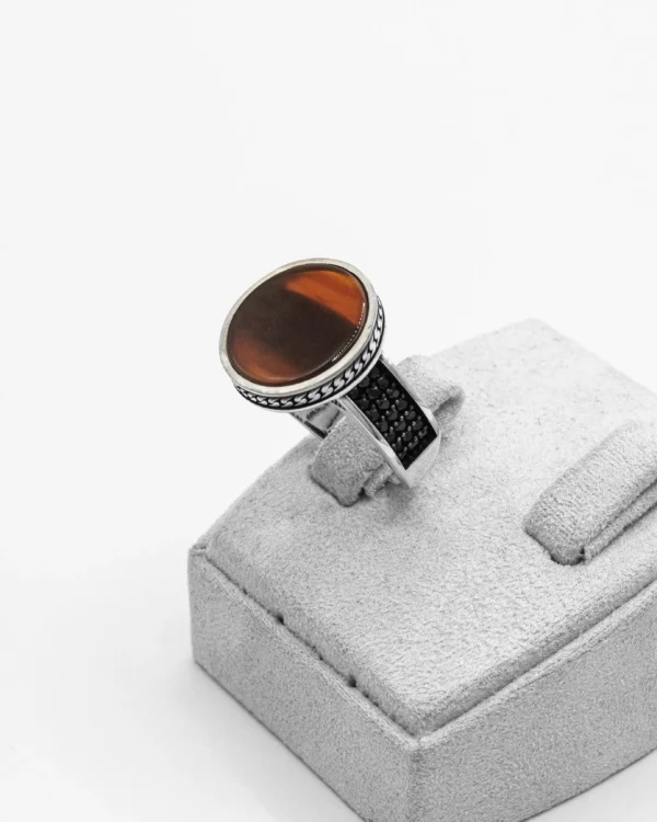 Onyx & Serpent Edge Turkish 925 Silver Men's Ring - Image 4